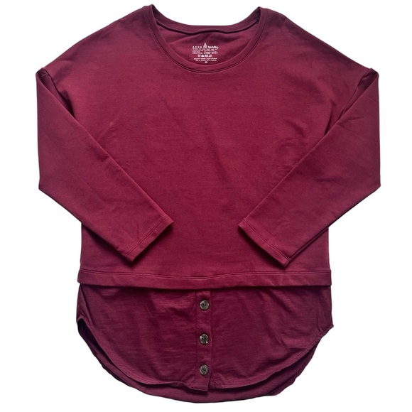 neon buddha XS Lagenlook Layered Hem Sweatshirt Burgundy - Picture 1 of 5